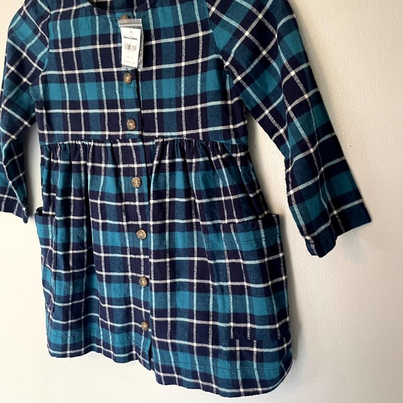 NWT Hanna Andersson Blue/Green Plaid Long Sleeve Dress SZ 5 - Picture 5 of 15